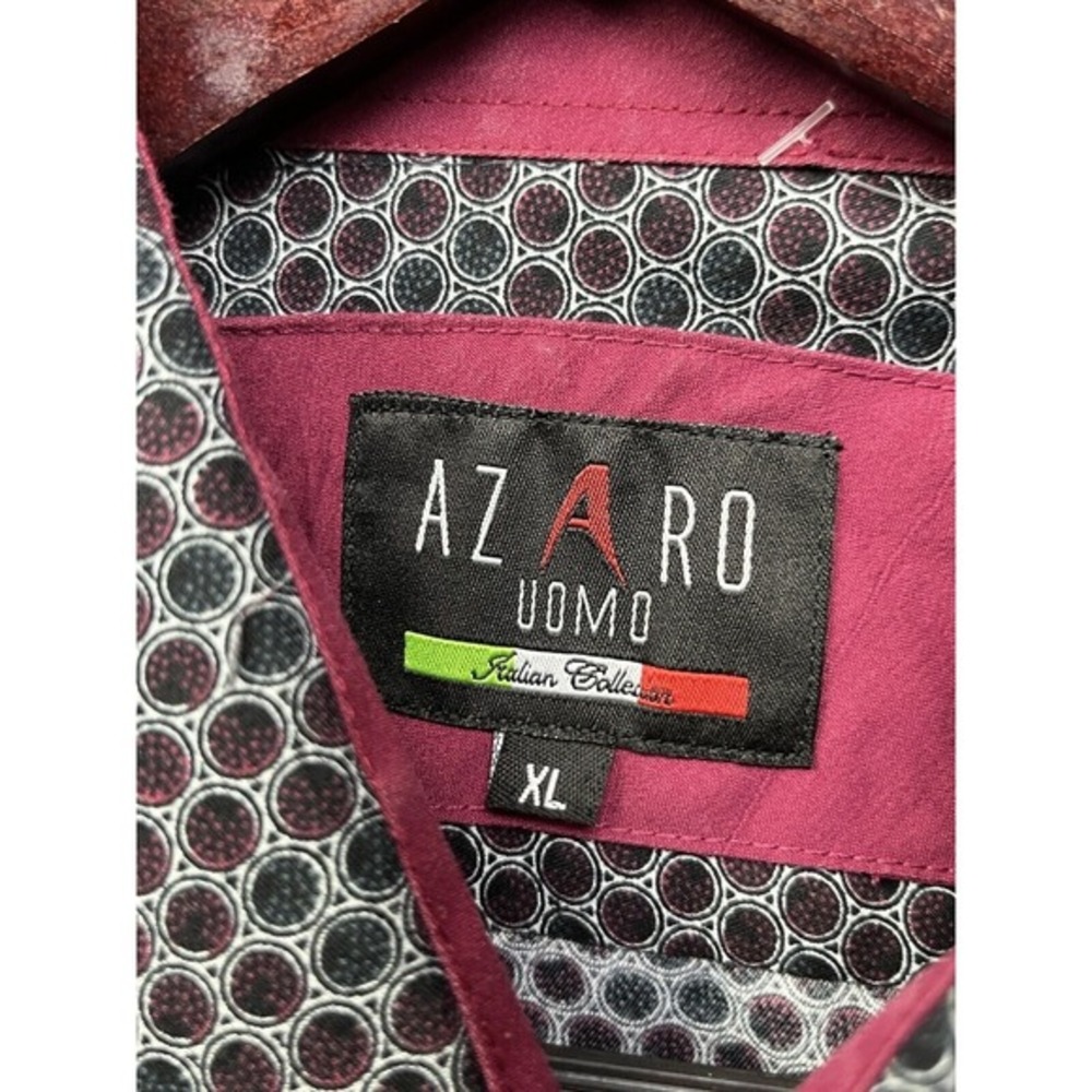 Azaro Uomo Men Casual Shirt Size XL Button Front Collared Long Sleeve Circle - Picture 4 of 7
